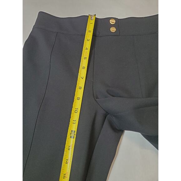 SPANX Ponte Tab Front Ankle Straight Pants Womens Medium BLACK Gold Buttons - Picture 13 of 14